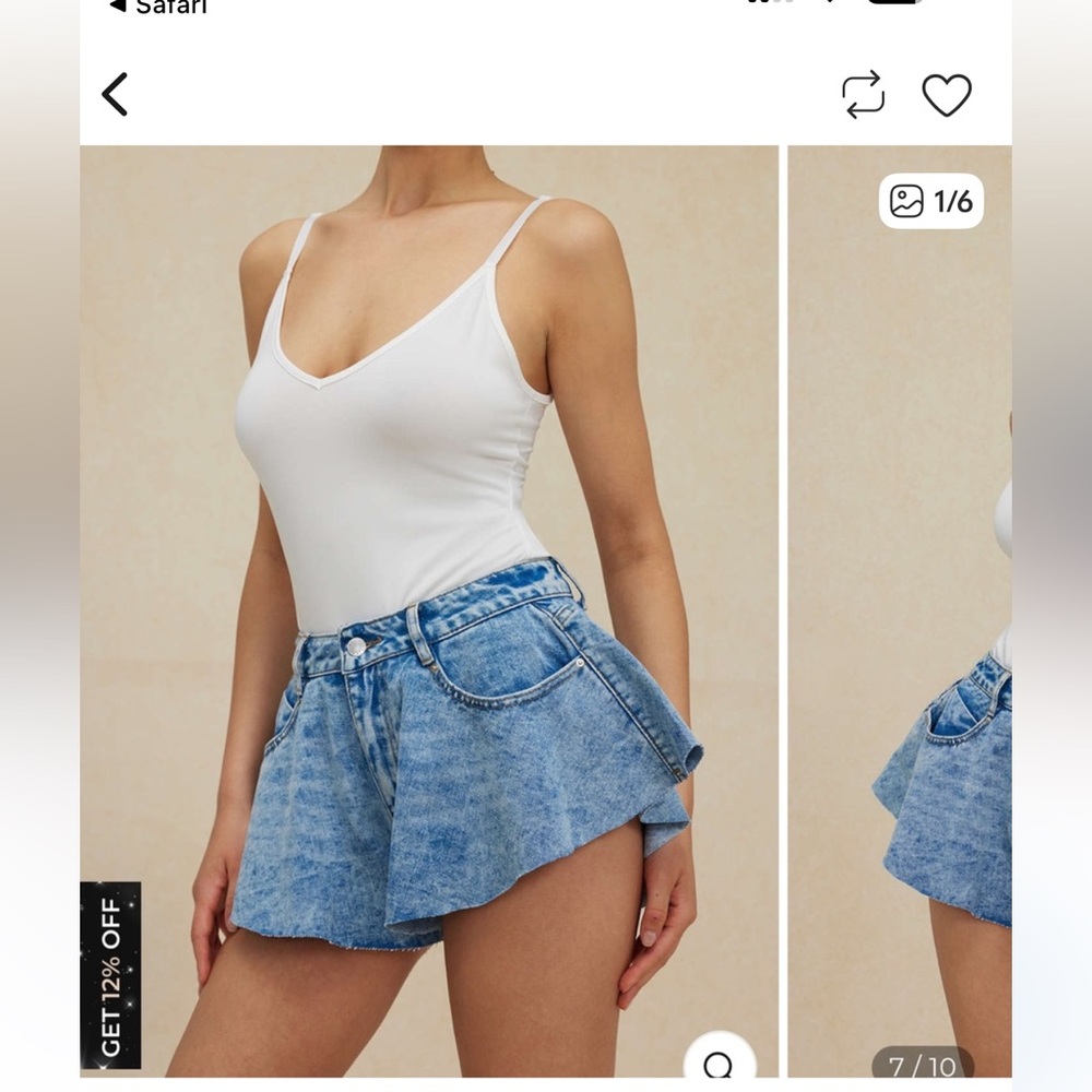 Distressed Ruffle Denim Shorts - Picture 2 of 8